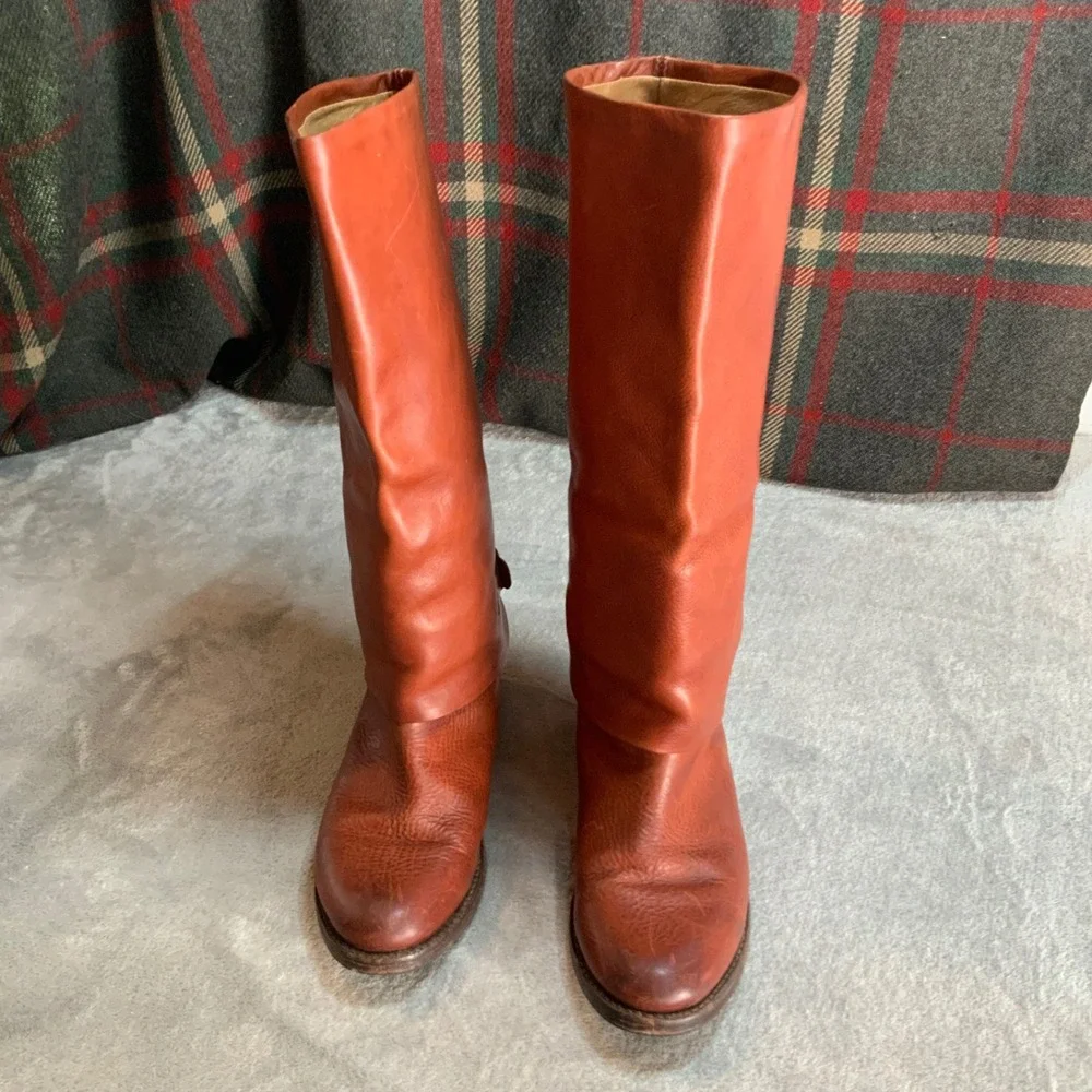 Frye Shirley Over The Knee Cognac Leather Riding Boots 77827 Womens 7.5B